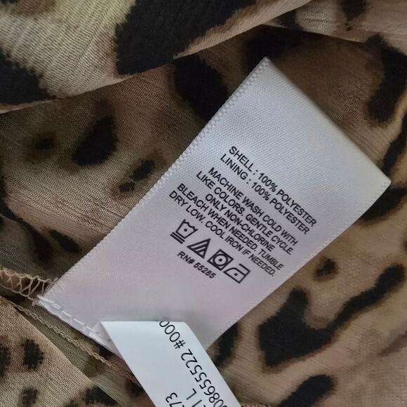 Express Leopard Print Ruffle Blouse Crop V-Neck Animal Chiffon Women's Large - Picture 8 of 9